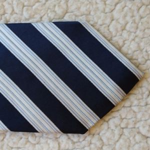 Luigi Borrelli Napoli Silk Blue/White Stripe Tie (Made in Italy)